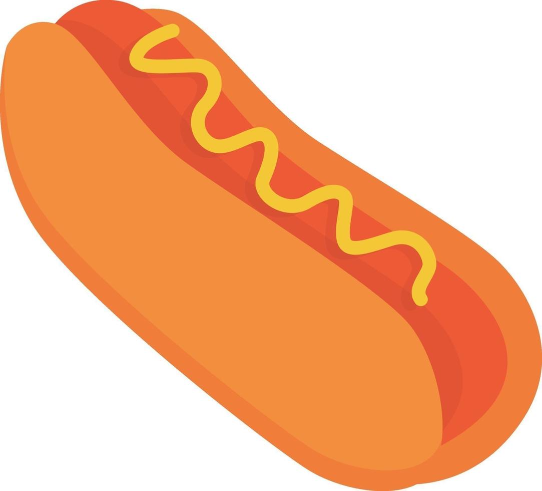 Hot dog with mustard, illustration, vector on white background