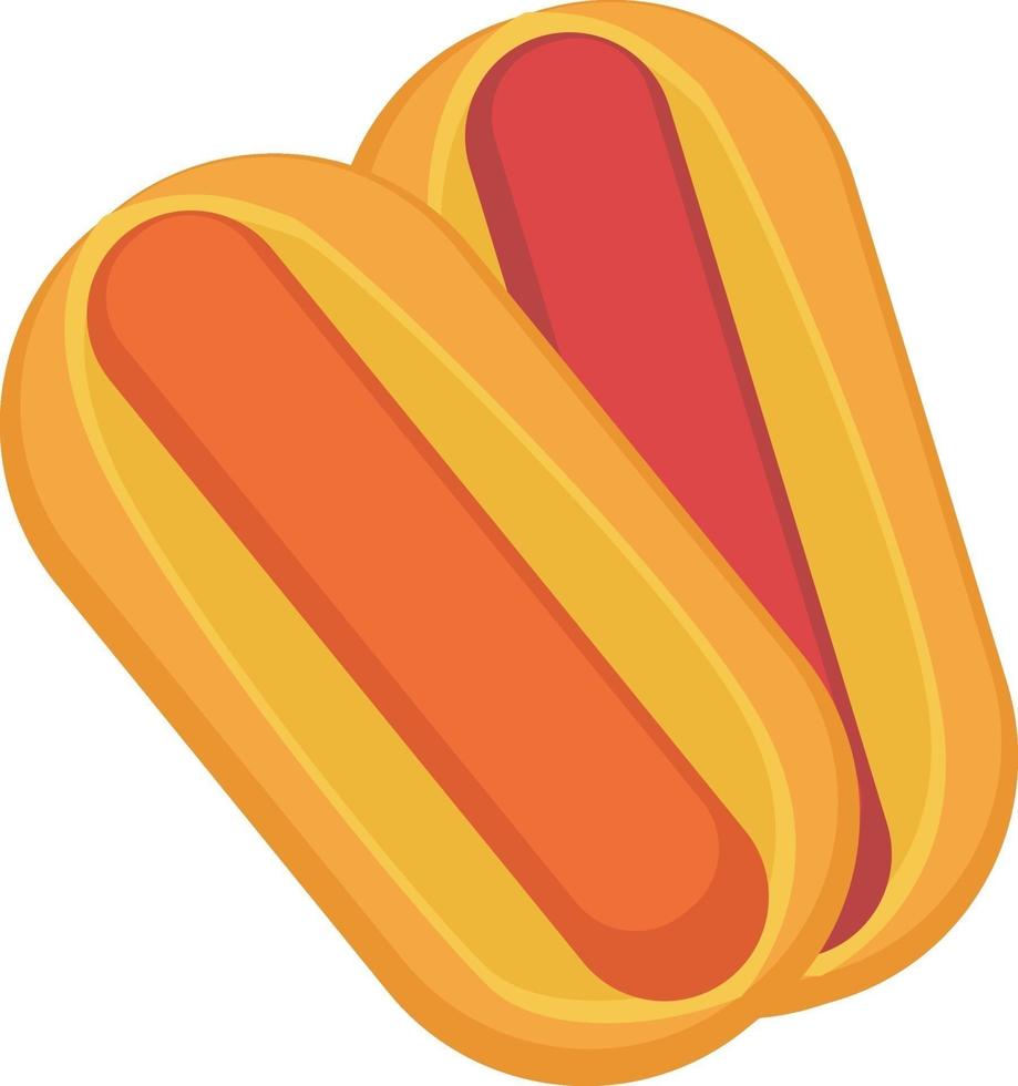 Sausage with bread, illustration, vector on white background