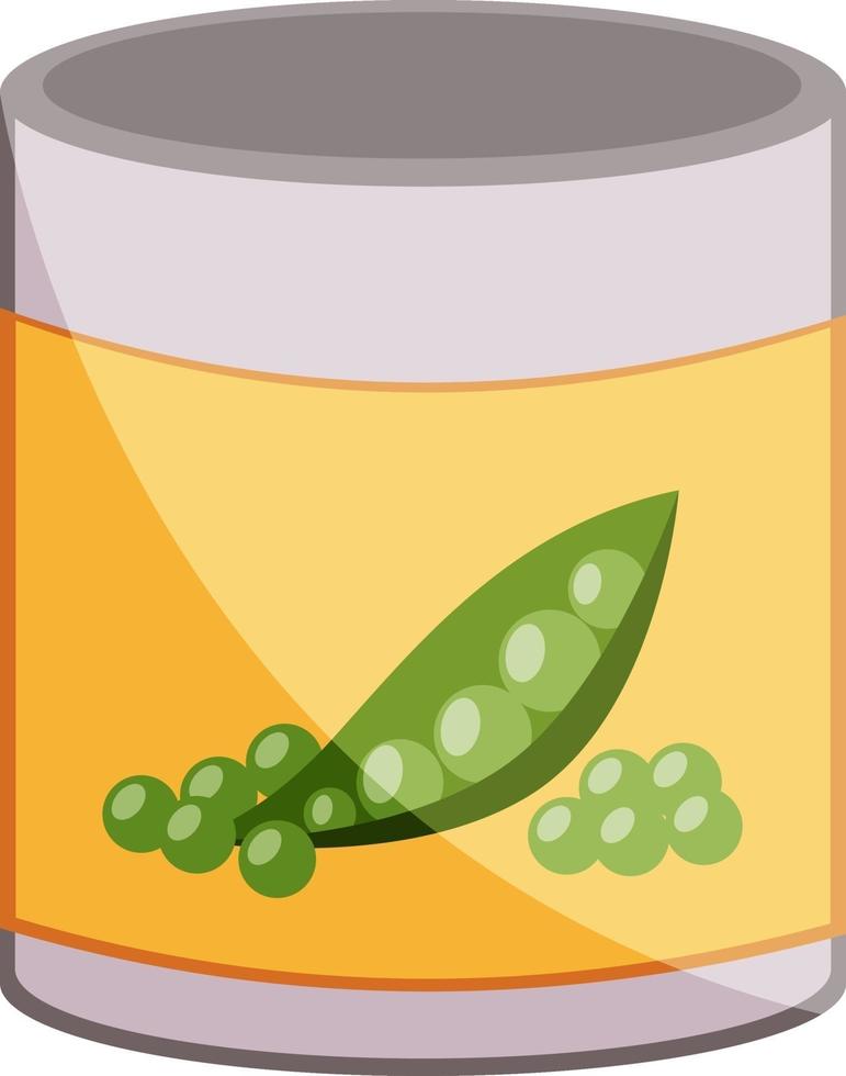 Peas in can, illustration, vector on white background