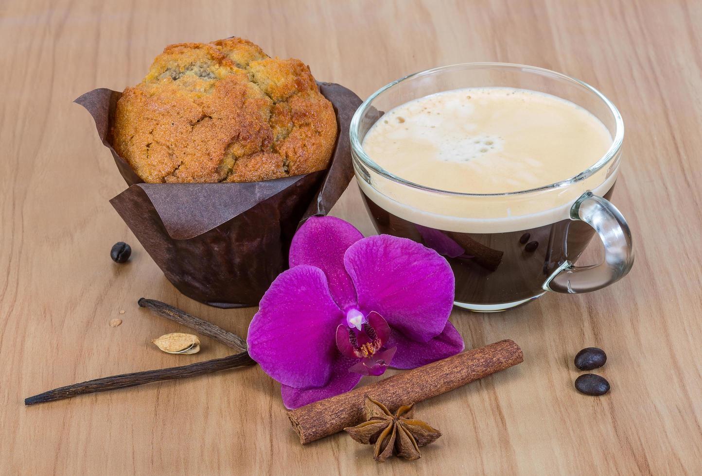 Muffin with coffee photo