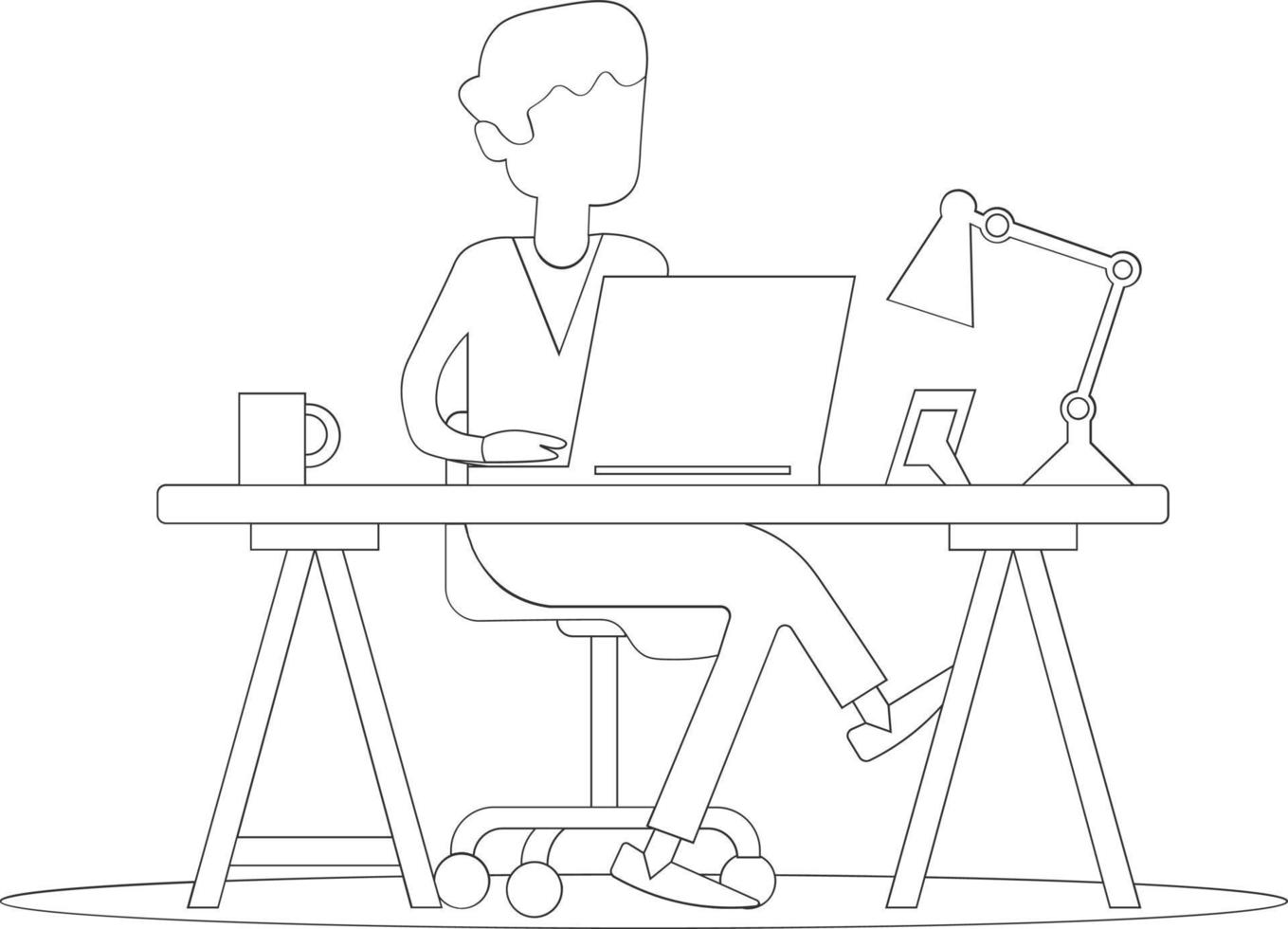 Managers are being chased by work deadlines. Out of time. Business metaphor. One line drawing design vector illustration