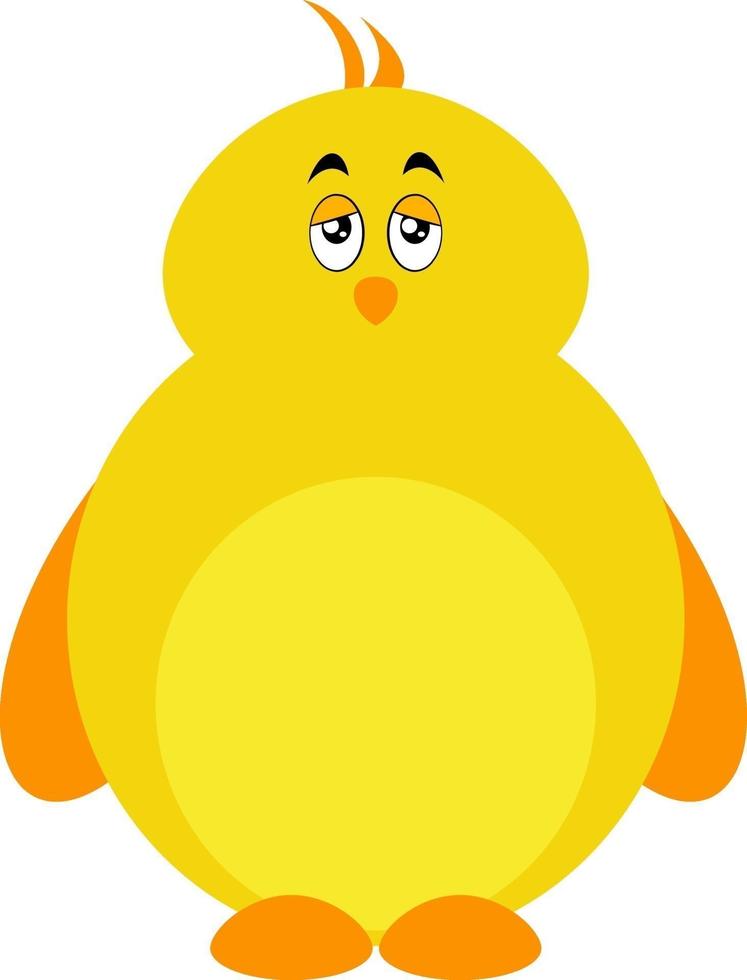 pájaro amarillo gordo, ilustración, vector sobre fondo blanco
