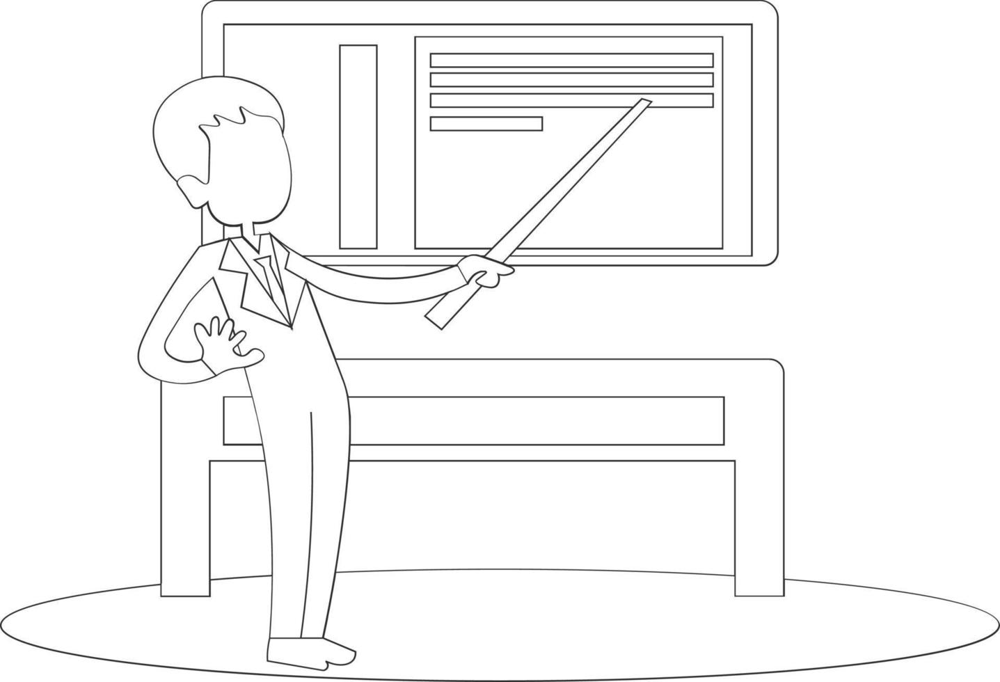 Managers are being chased by work deadlines. Out of time. Business metaphor. One line drawing design vector illustration
