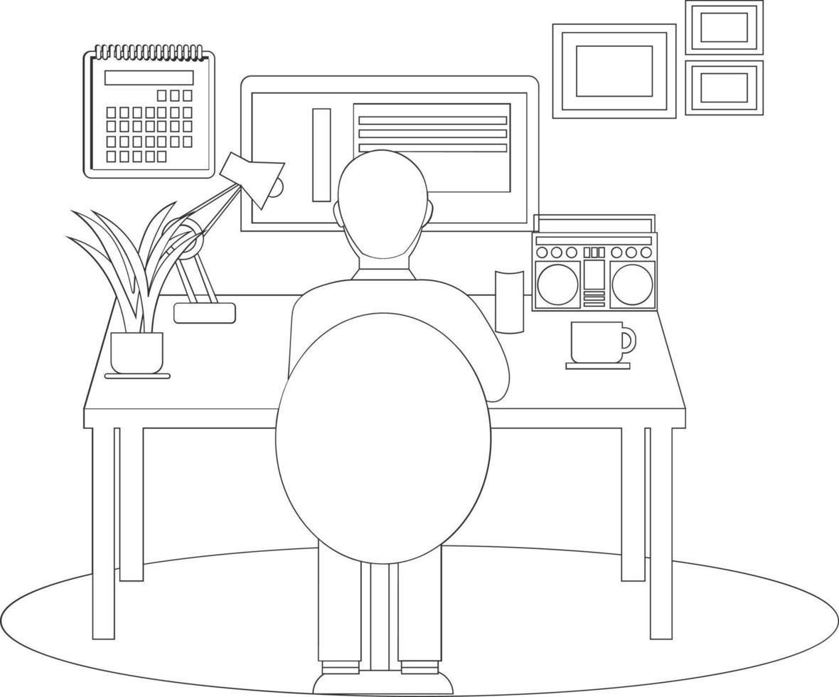 Managers are being chased by work deadlines. Out of time. Business metaphor. One line drawing design vector illustration
