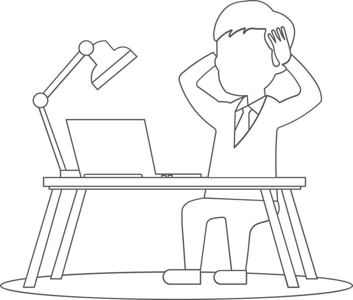 Managers are being chased by work deadlines. Out of time. Business metaphor. One line drawing design vector illustration