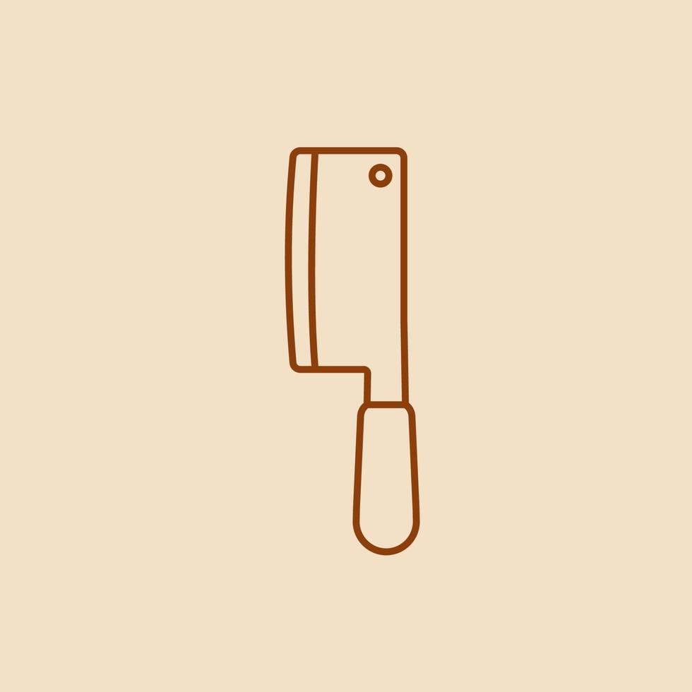 estilo de esquema de línea de icono de cuchillo de carnicero de carne vector