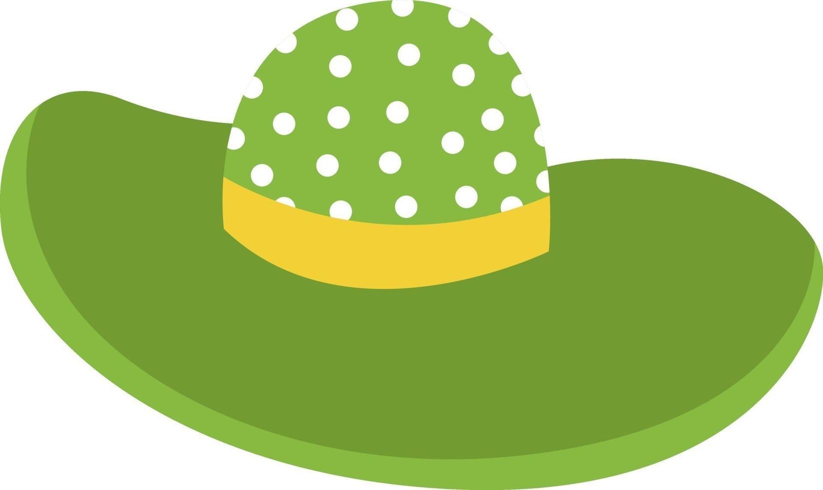 Sombrero de mujer verde, ilustración, vector sobre fondo blanco.