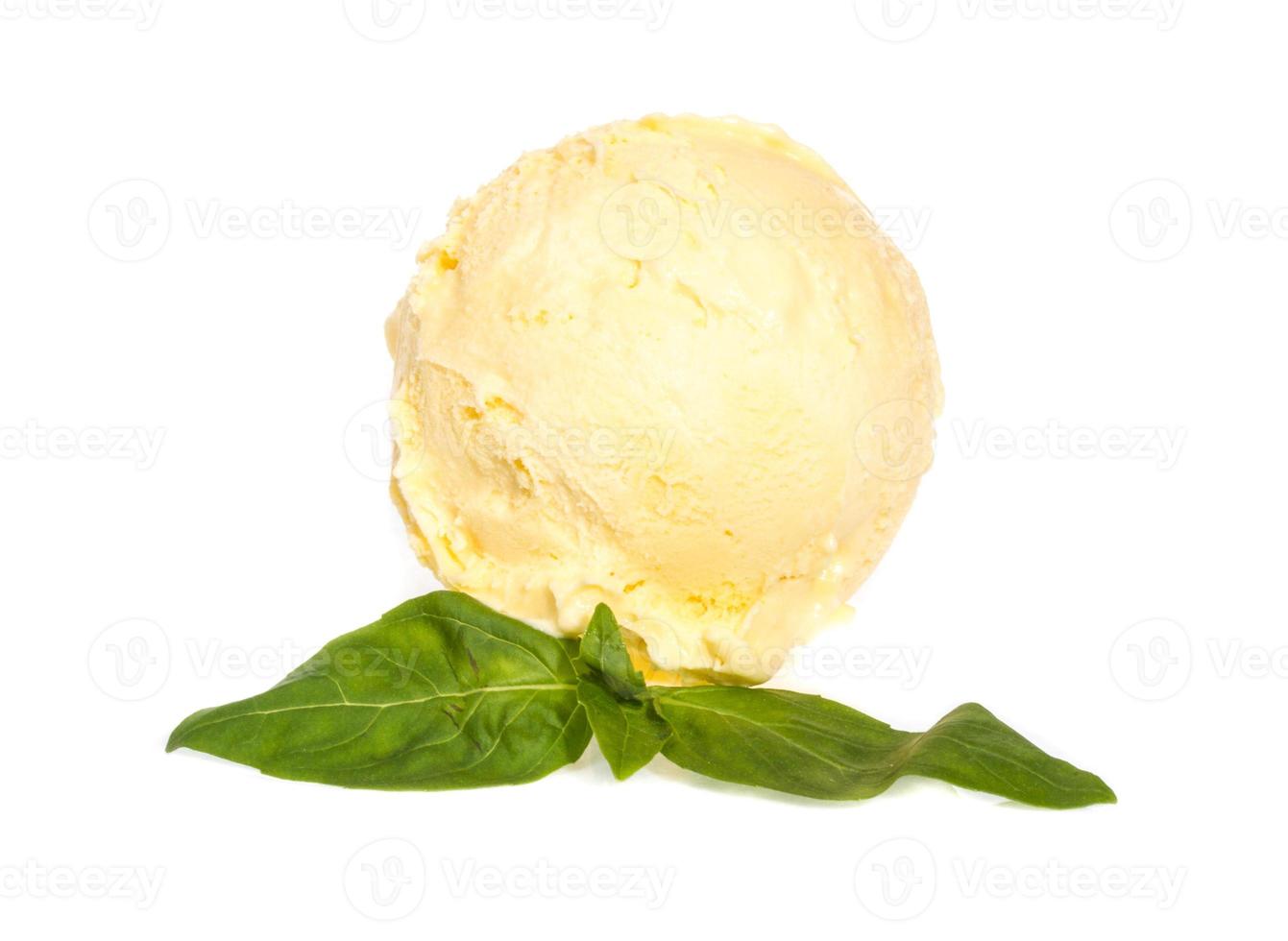 Scoop of lemon ice cream photo