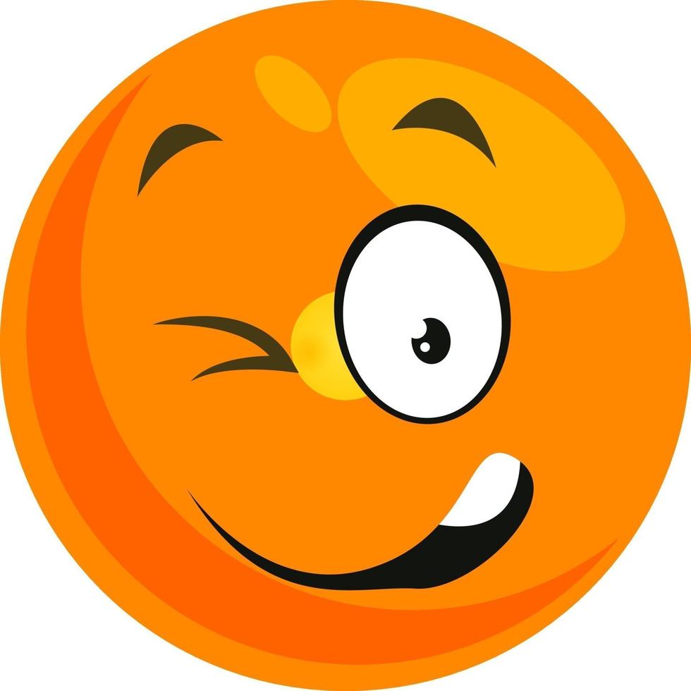 Winking smiley, illustration, vector on white background