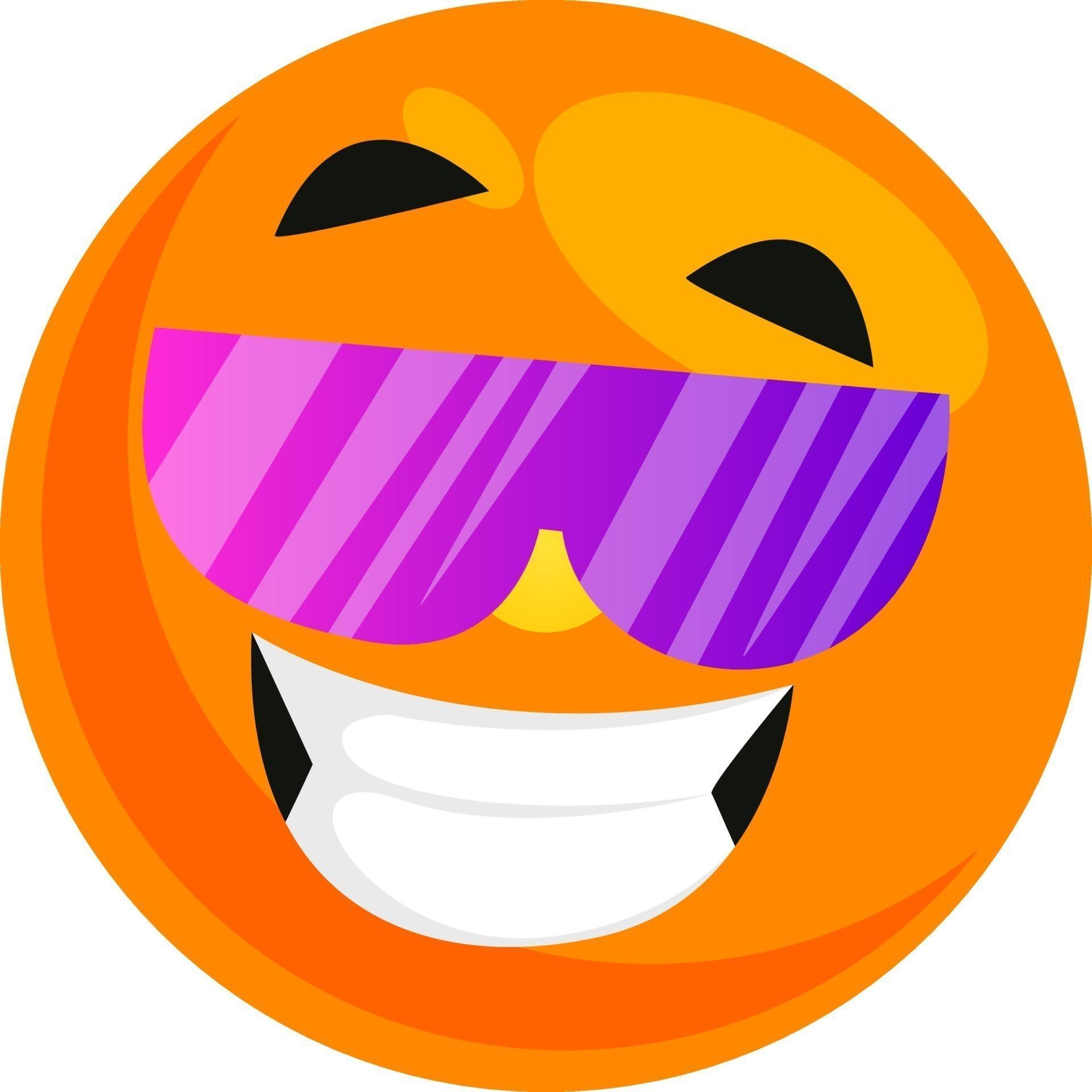 Emoji with sunglasses, illustration, vector on white background