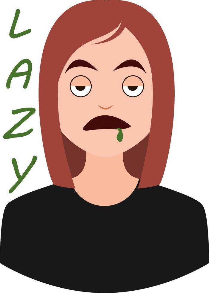 Lazy girl emoji, illustration, vector on white background