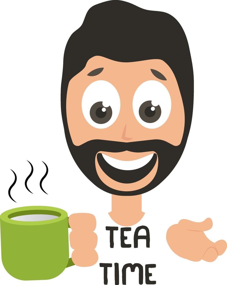 hombre bebiendo té, ilustración, vector sobre fondo blanco
