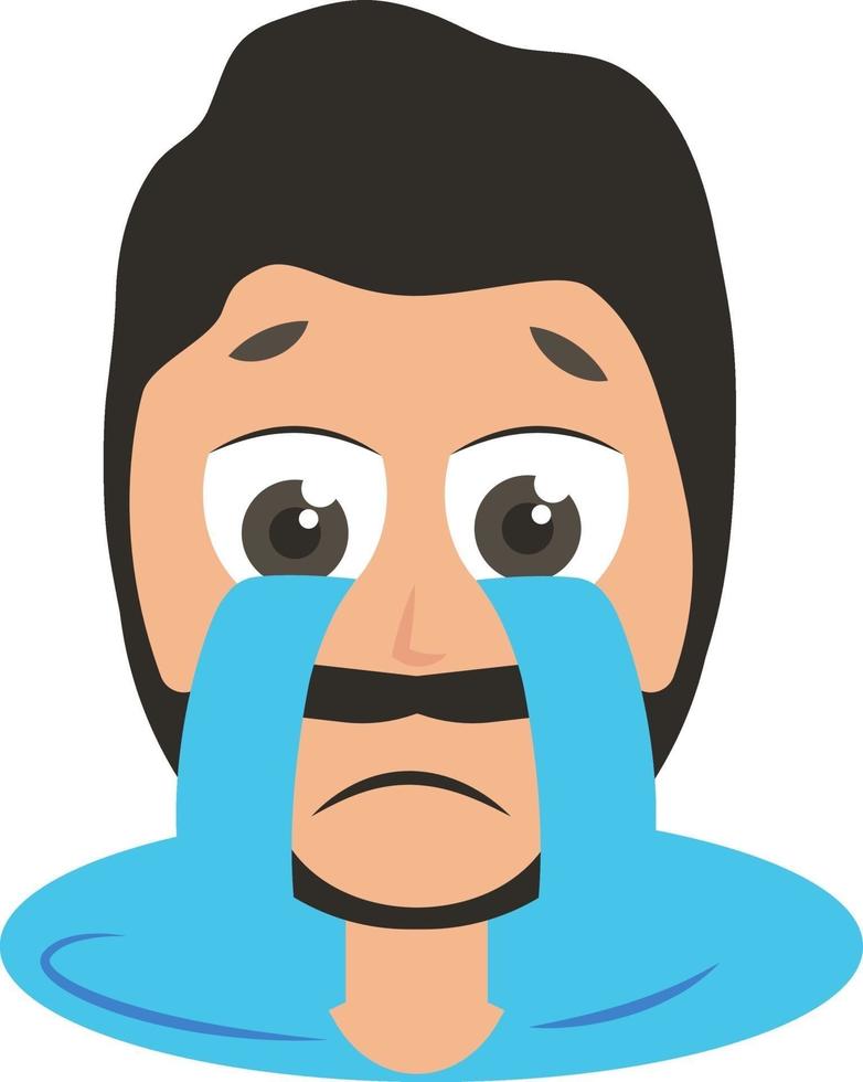 Man crying, illustration, vector on white background