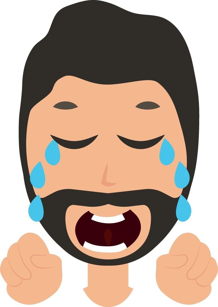 hombre llorando, ilustración, vector sobre fondo blanco