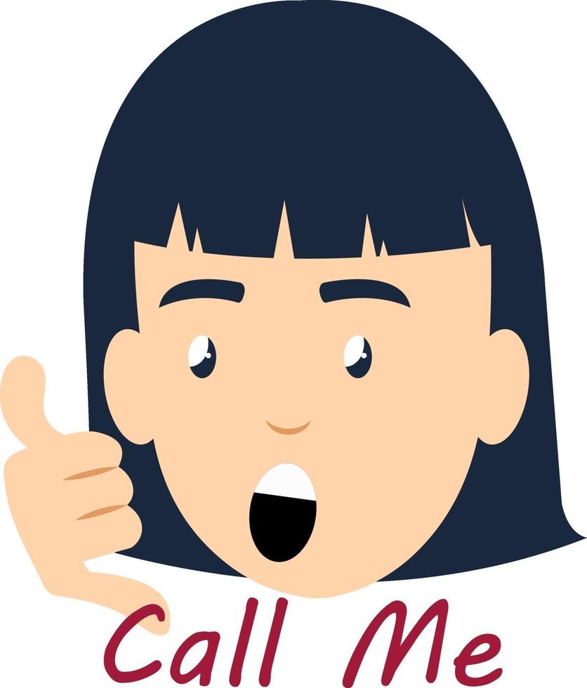 Girl saying call me, illustration, vector on white background