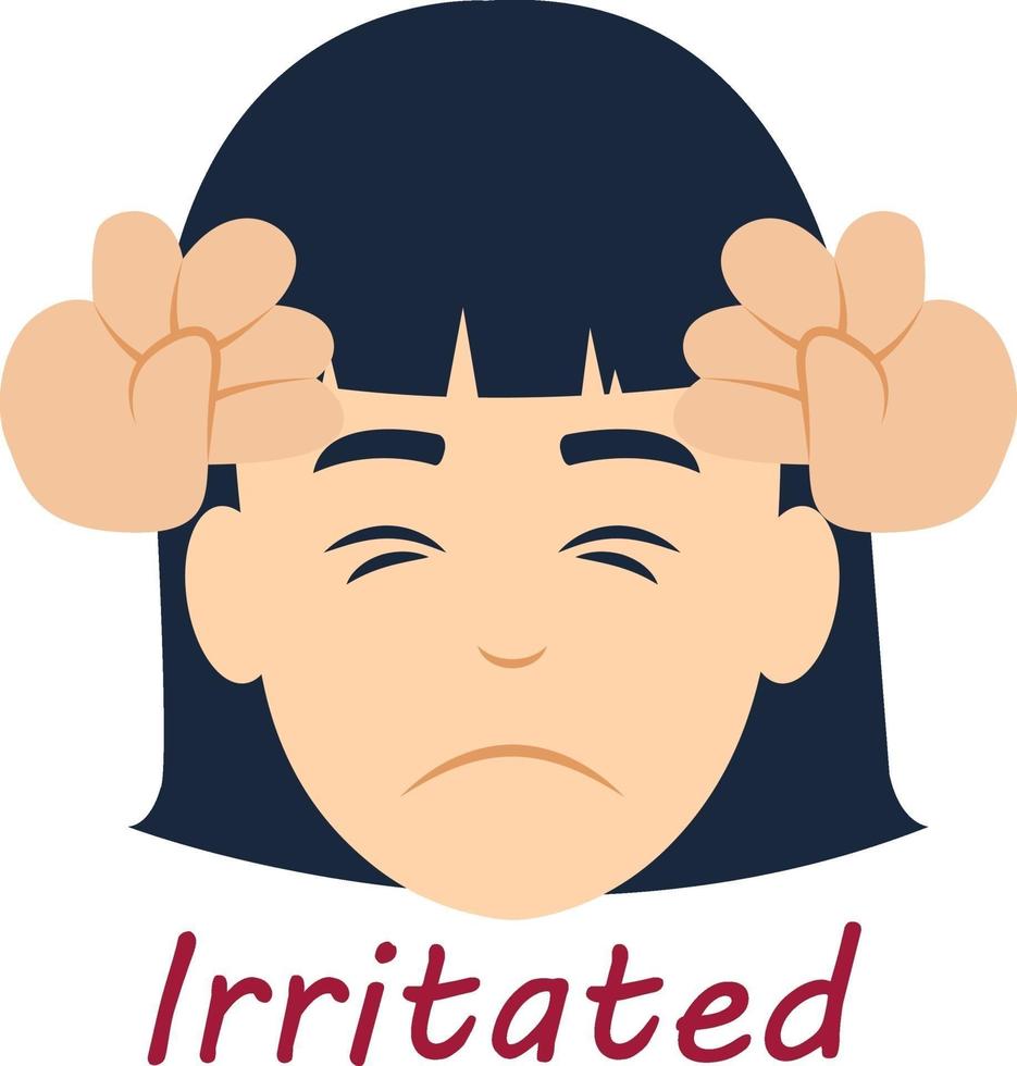 Girl irritated, illustration, vector on white background