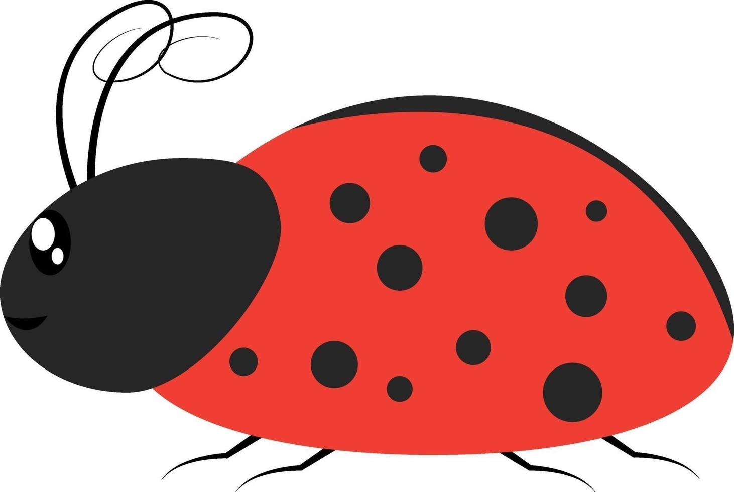 Ladybug en perfil, ilustración, vector sobre fondo blanco.