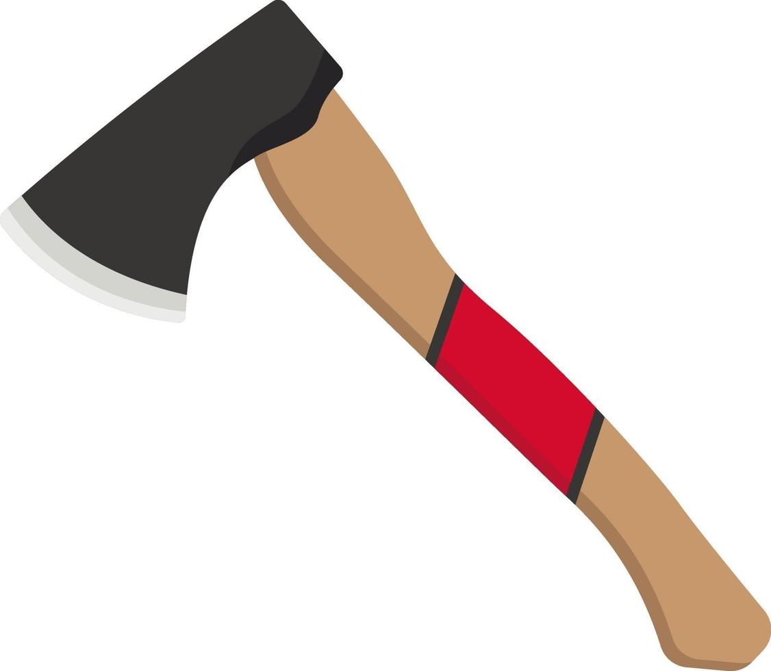 Axe with a red stripe on its handle, illustration, vector on a white background.