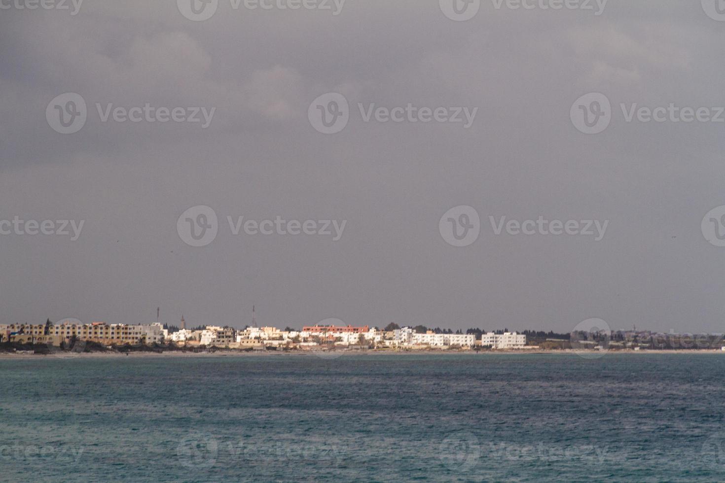 Scene at mediterranean beach resort in Tunisia. photo