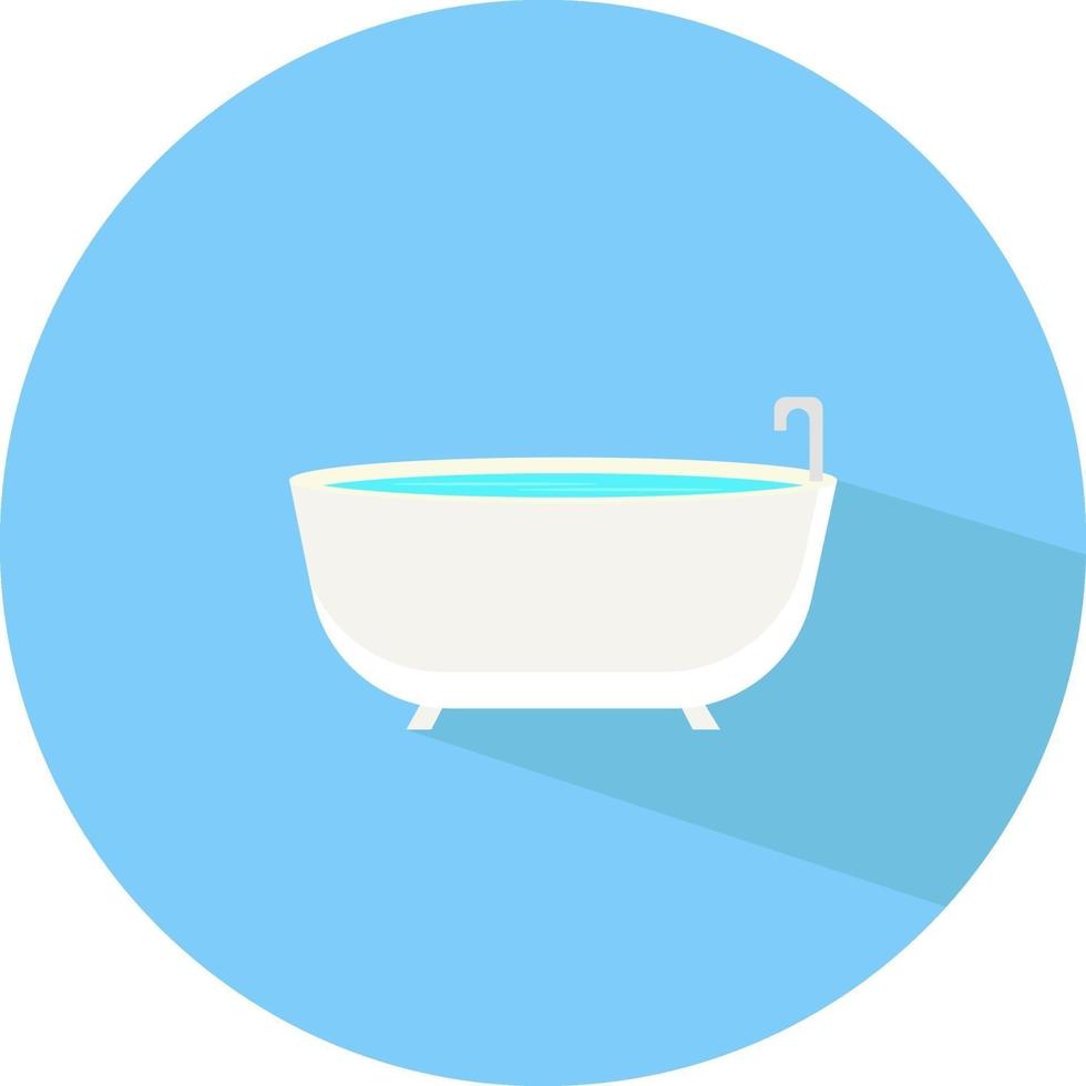 Bathtub filled with water, illustration, vector on a white background.