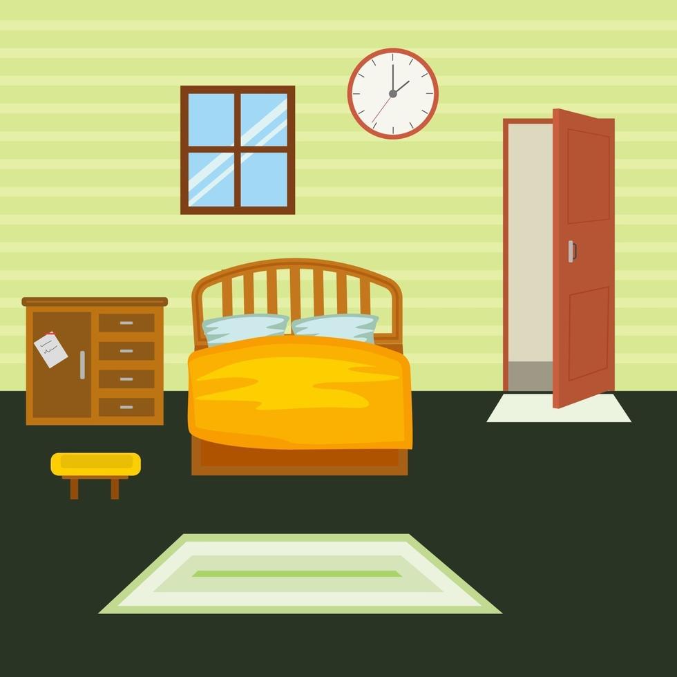 dormitorio pequeño, ilustración, vector sobre fondo blanco.