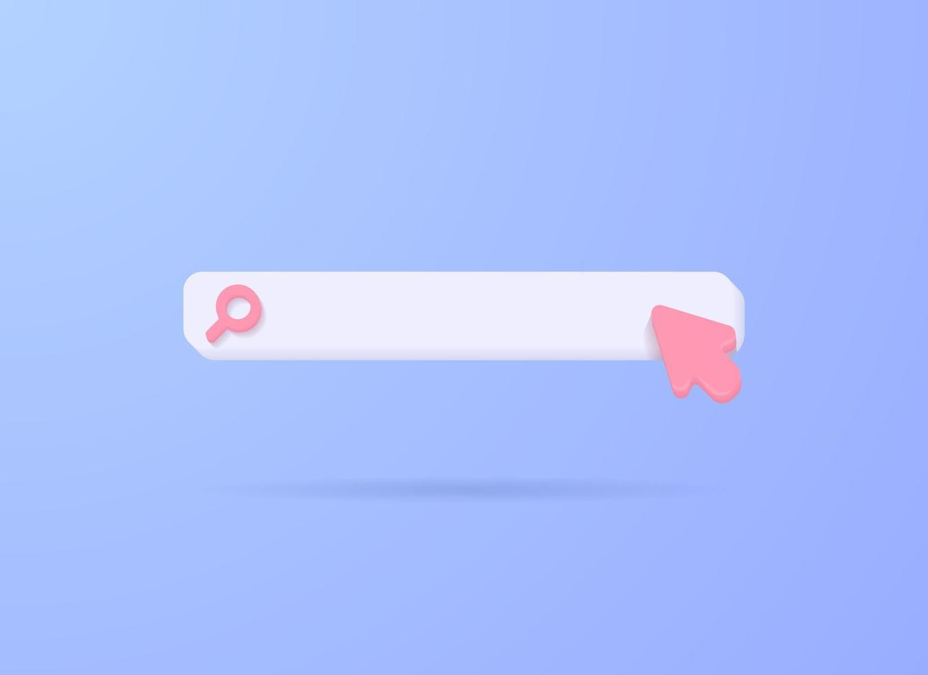 3D render search bar, search box, address bar, online search and search engine vector concept. 3d vector design illustration