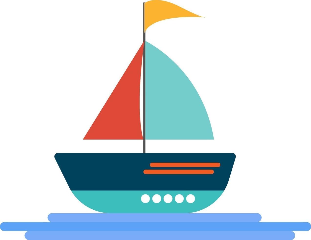 Sailing boat, illustration, vector on a white background.