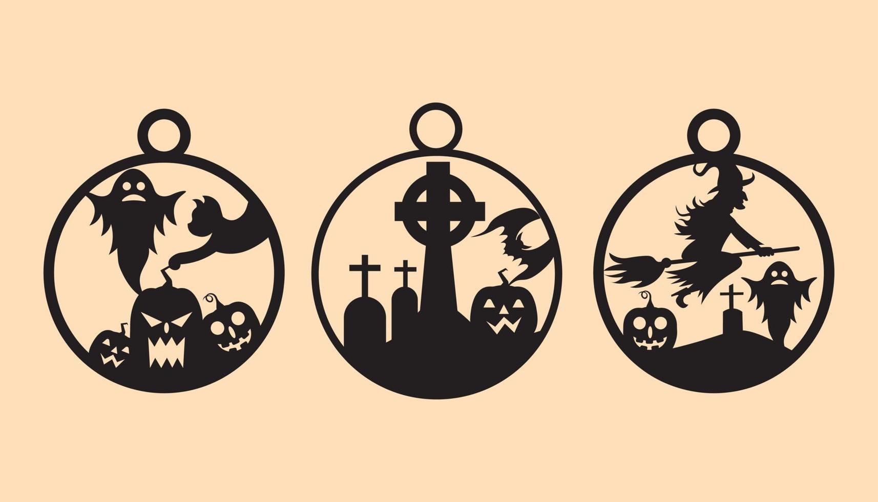 conjunto de vectores de elementos de adornos de halloween