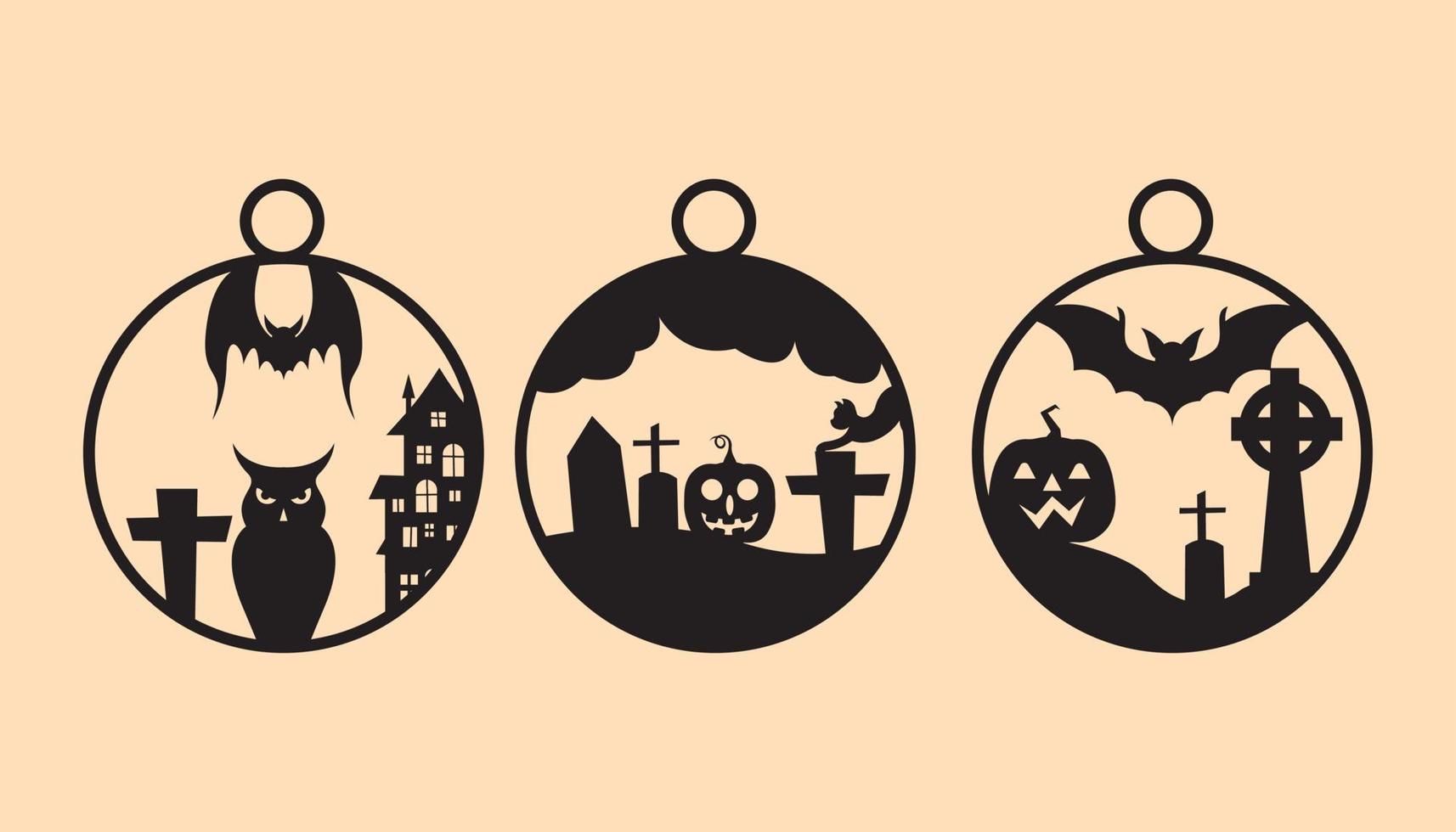 conjunto de vectores de elementos de adornos de halloween