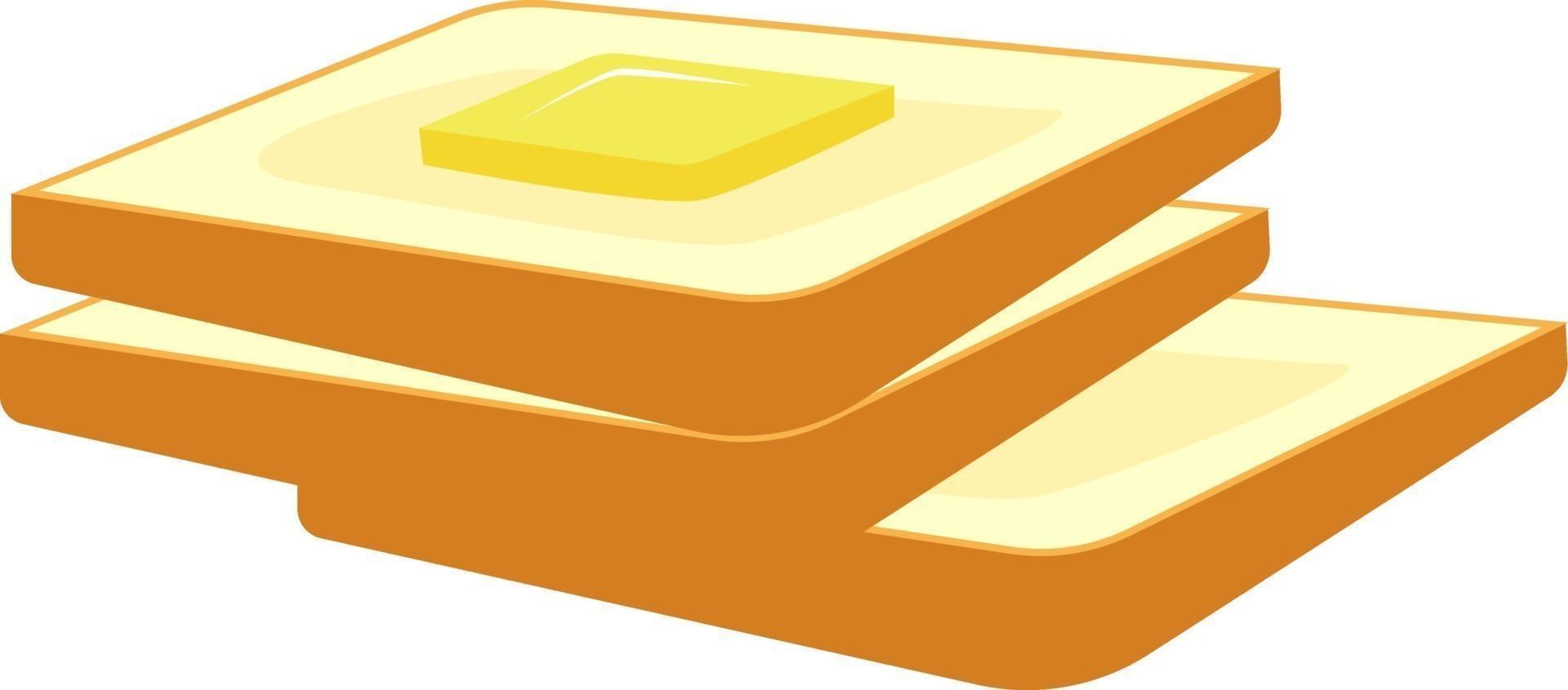 Bread with butter, illustration, vector on a white background.