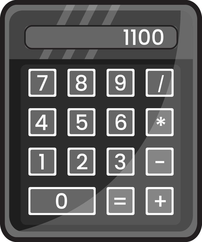 calculadora negra, ilustración, vector sobre fondo blanco.
