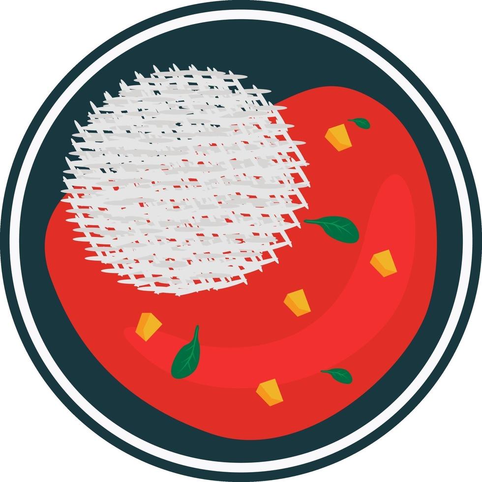 Chinese food in a bowl, illustration, vector on a white background.