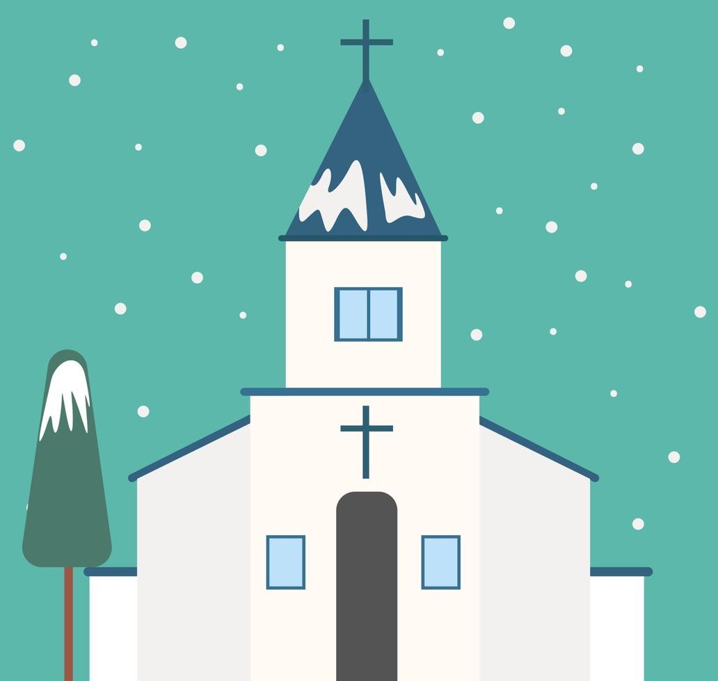 Big church, illustration, vector on a white background.