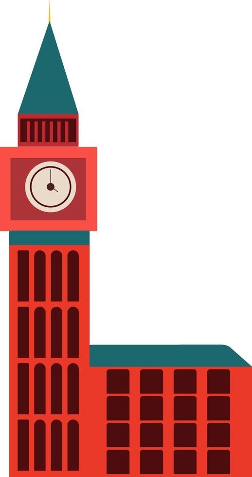 torre del reloj, ilustración, vector sobre fondo blanco.