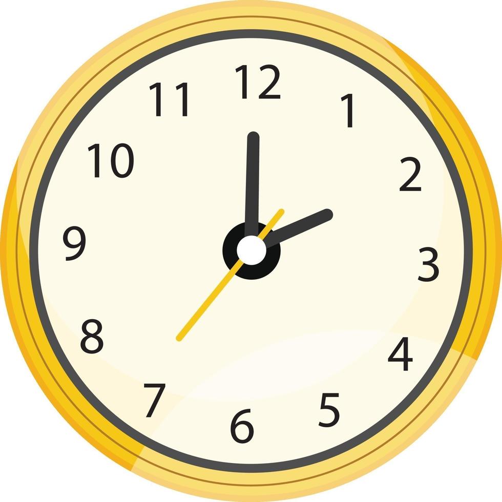 Yellow clock, illustration, vector on a white background.