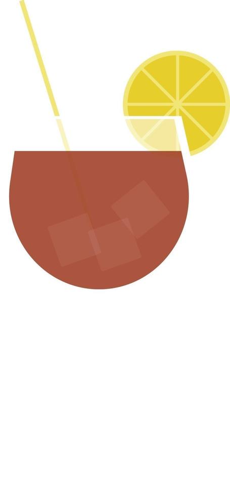 Coctail with lemon, illustration, vector on a white background.