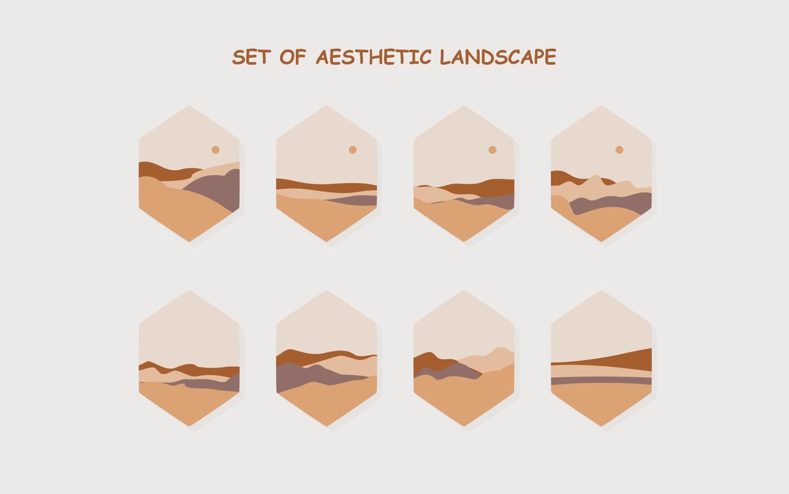 set of Aesthetic landscape. abstract boho landscape vector