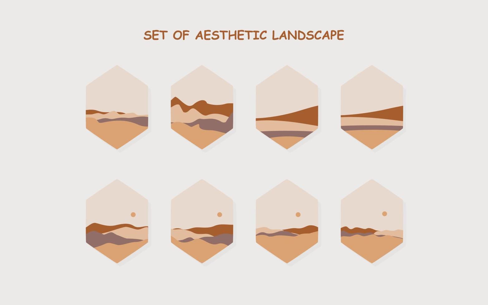 set of Aesthetic landscape. abstract boho landscape vector