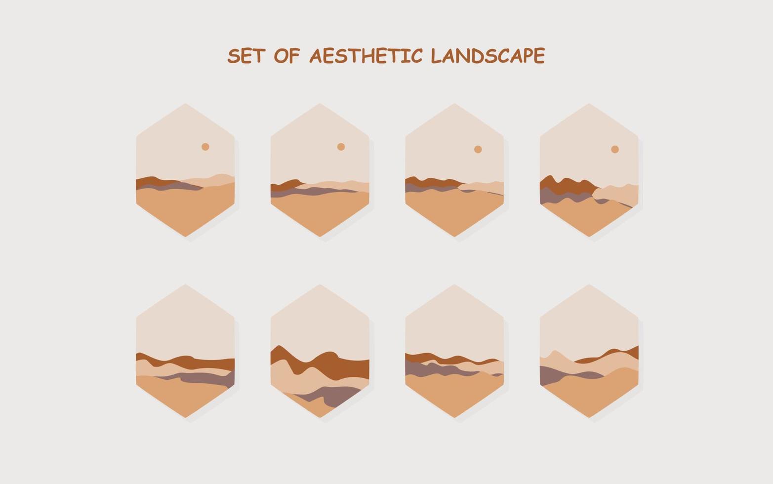 set of Aesthetic landscape. abstract boho landscape vector