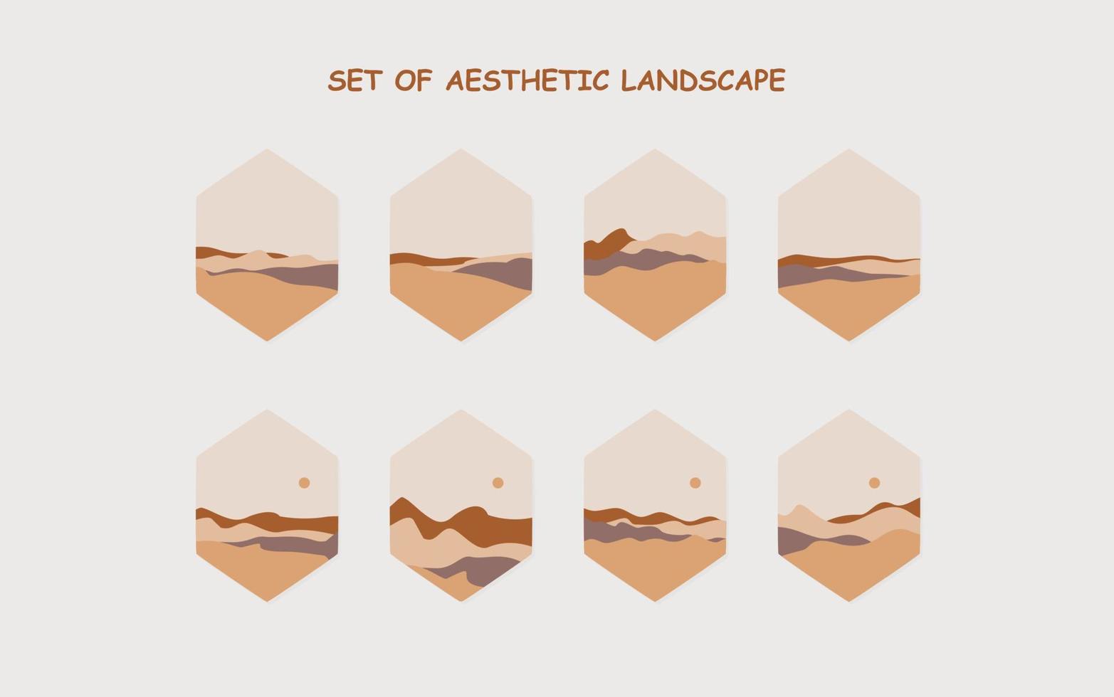 set of Aesthetic landscape. abstract boho landscape vector