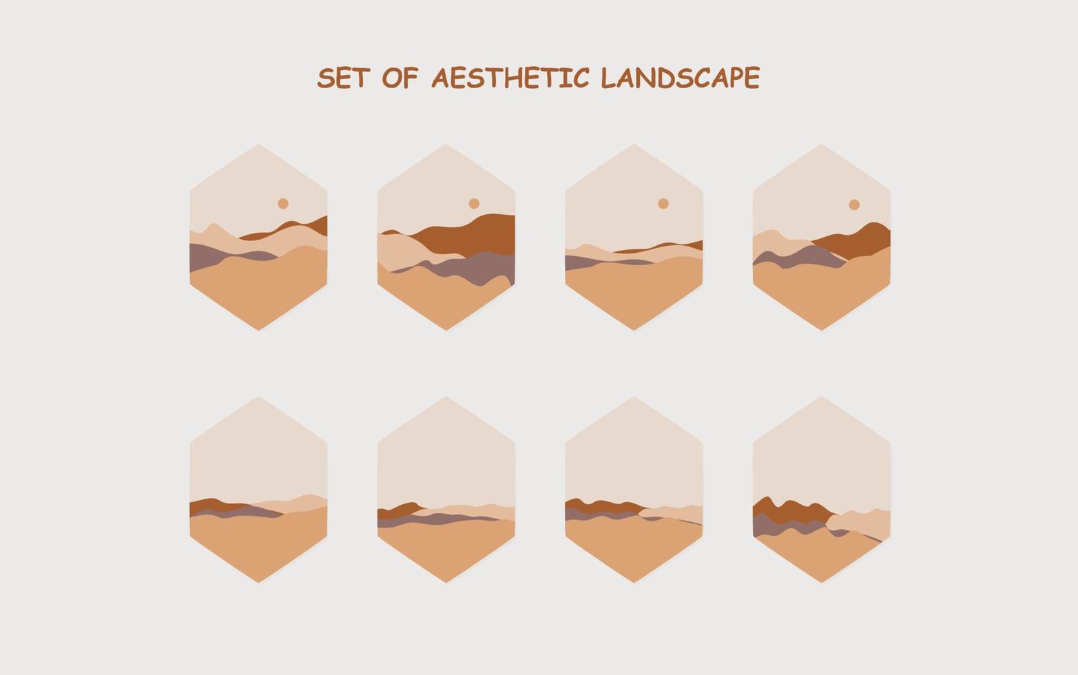 set of Aesthetic landscape. abstract boho landscape vector