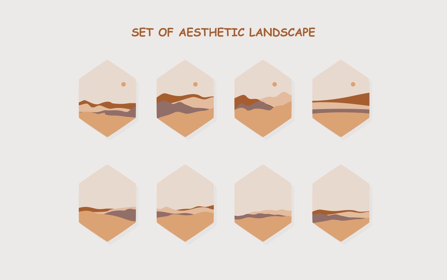 set of Aesthetic landscape. abstract boho landscape vector