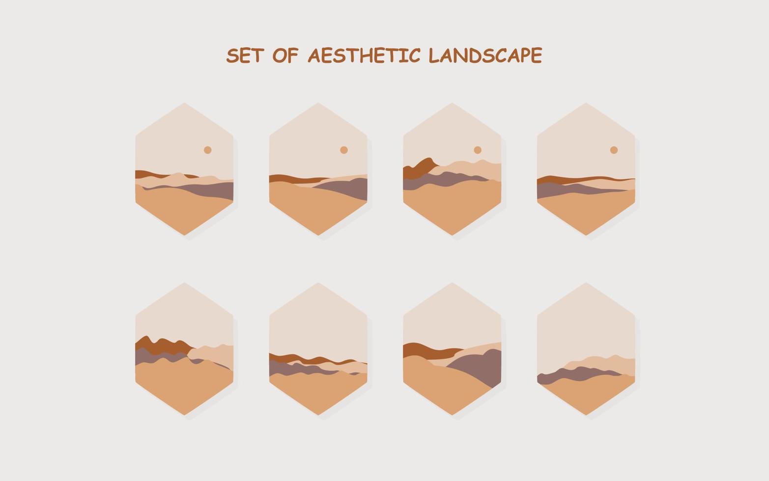 set of Aesthetic landscape. abstract boho landscape vector