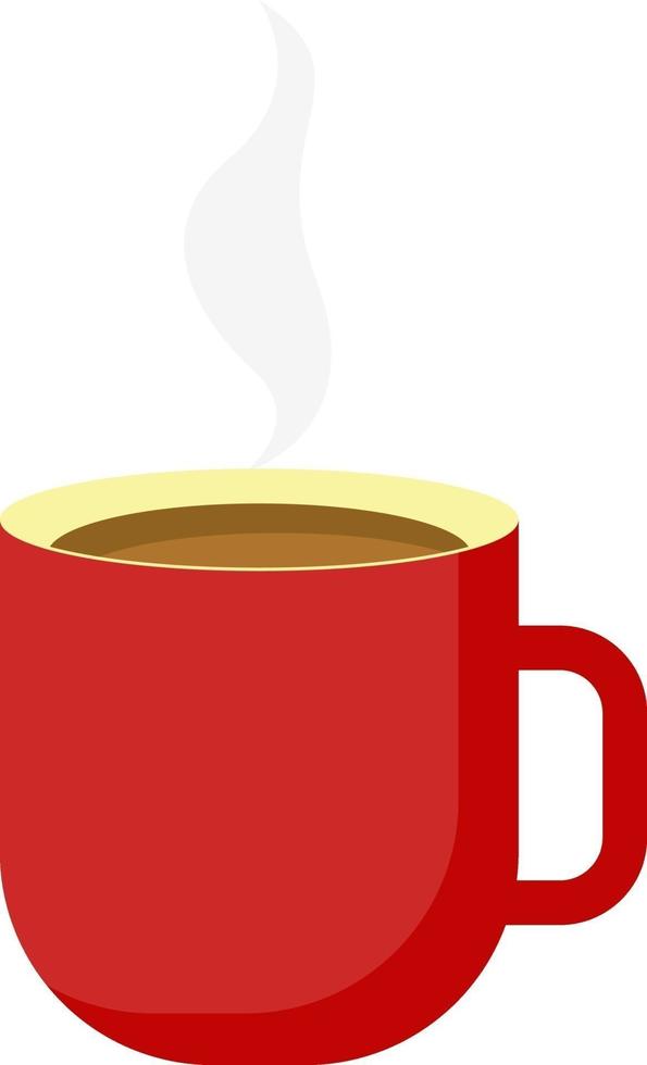 Red cup of coffee, illustration, vector on a white background.