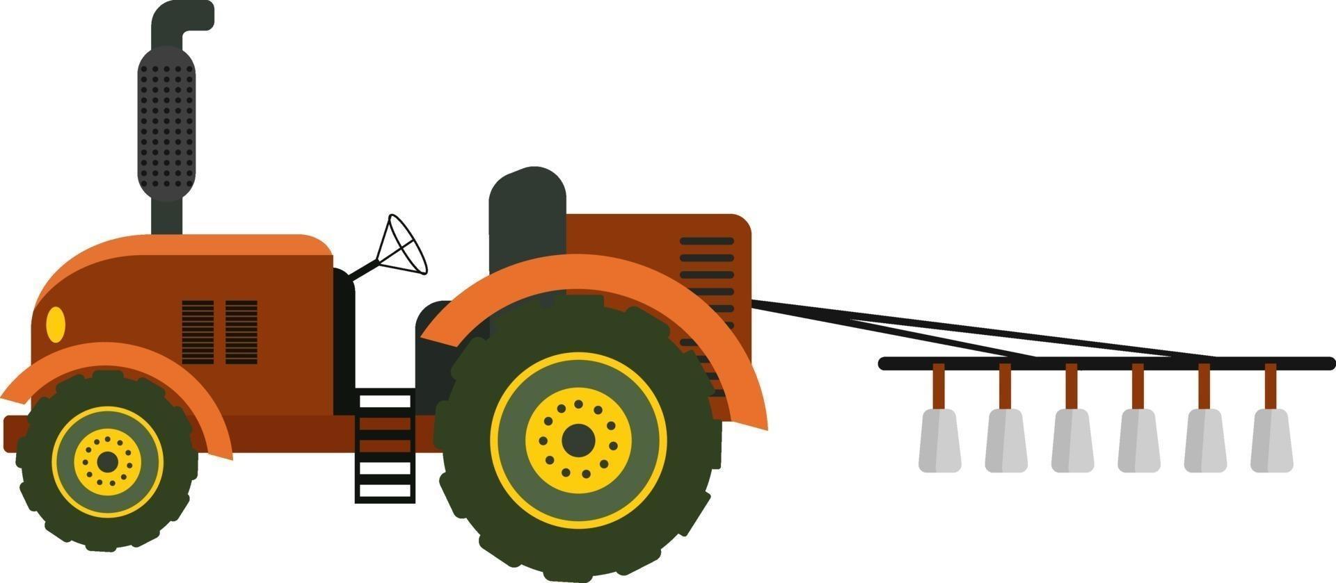 tractor de cultivo, ilustración, vector sobre fondo blanco.