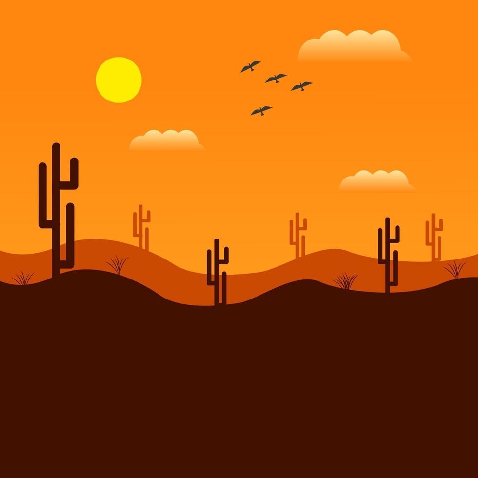 Desert Scene, illustration, vector on a white background.