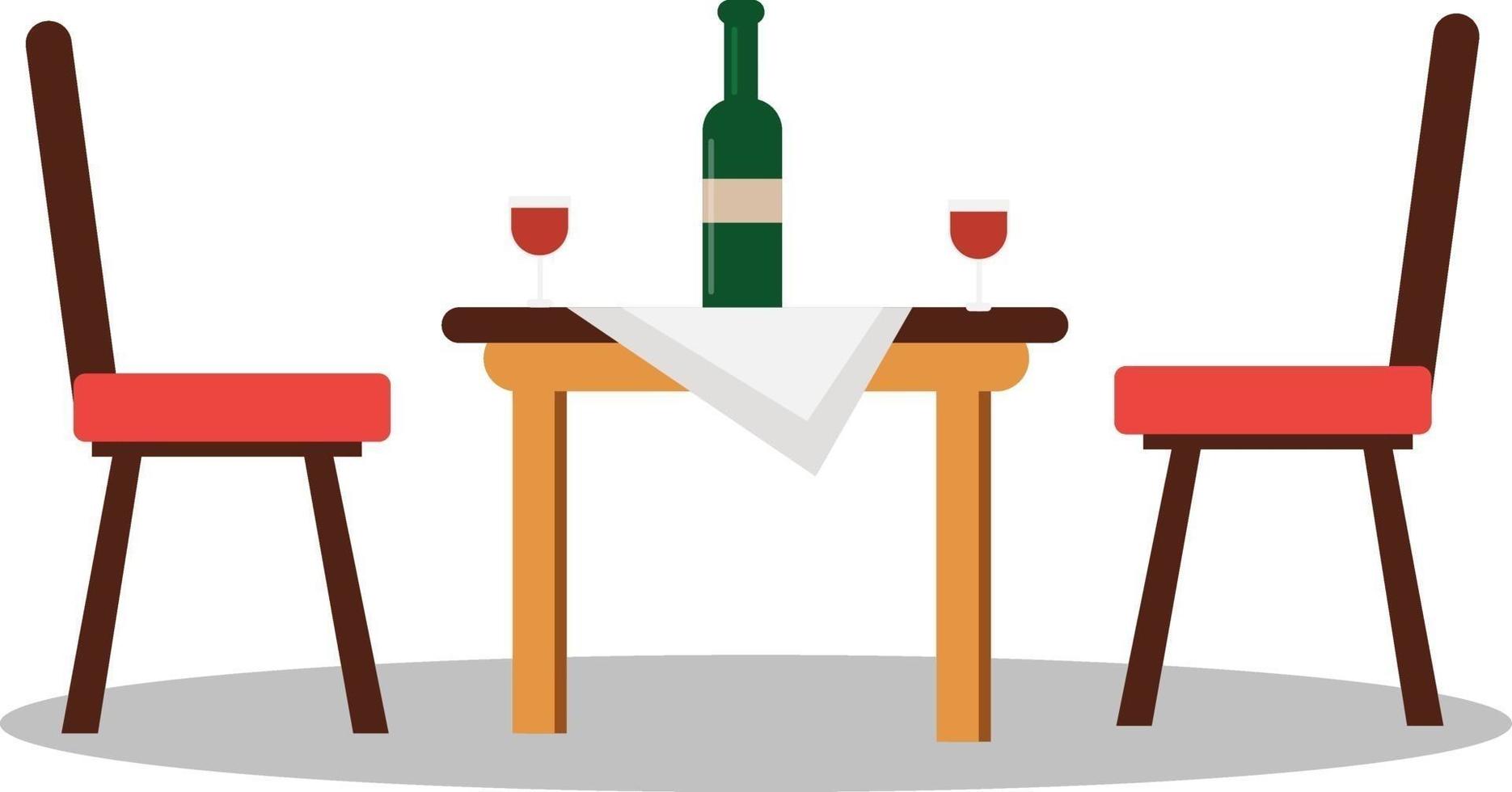 Dinner Table, illustration, vector on a white background.