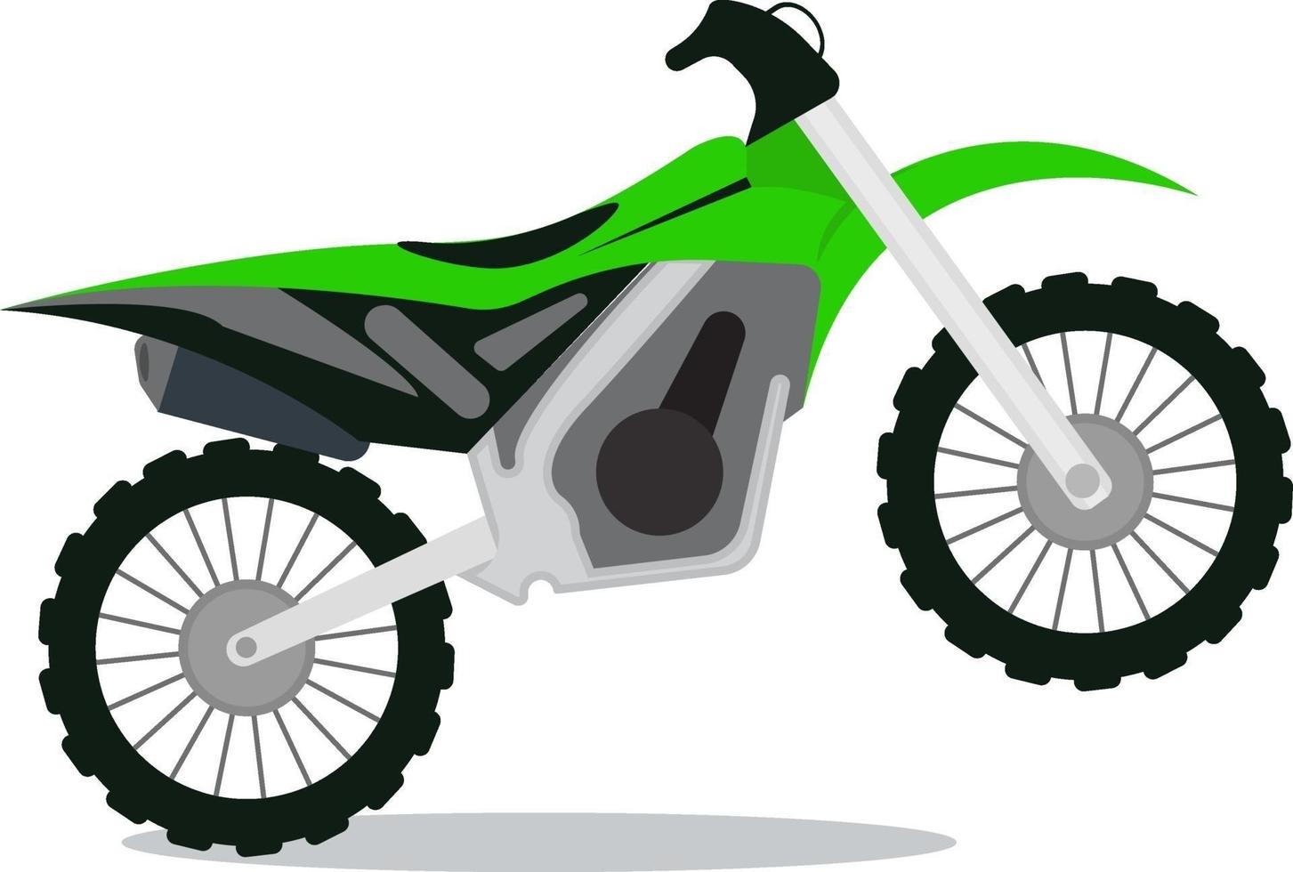 Green dirt bike, illustration, vector on a white background.