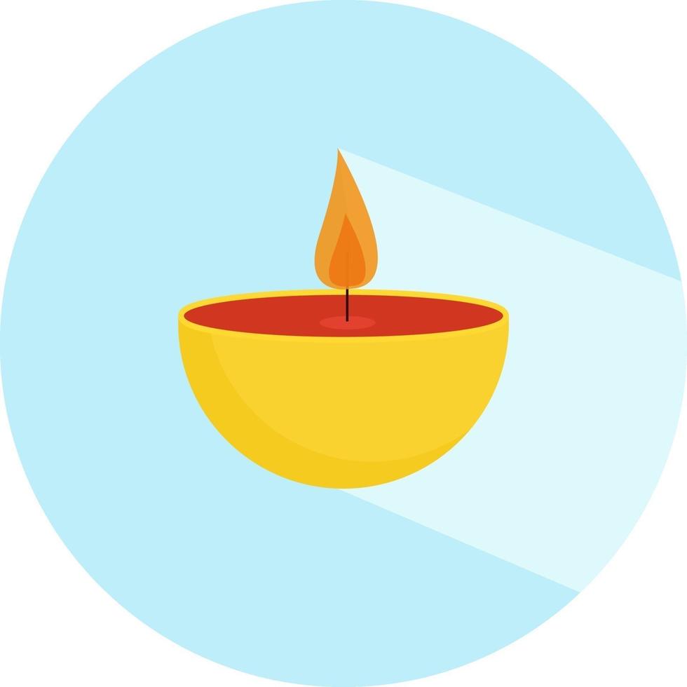 Yelow candle, illustration, vector on a white background.