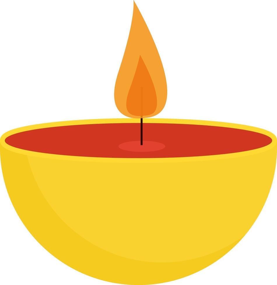 Yelow candle, illustration, vector on a white background.